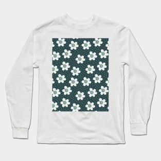Pattern with daisy flowers and polka dot ornament Long Sleeve T-Shirt